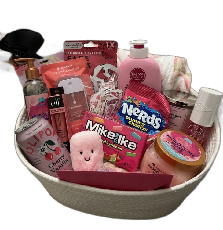 Pink glam beauty basket
